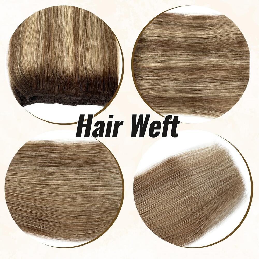Benafee Sew in Hair Extensions Real 20" Hand Tied Weft Ombre Balayage 100g New - Picture 10 of 15